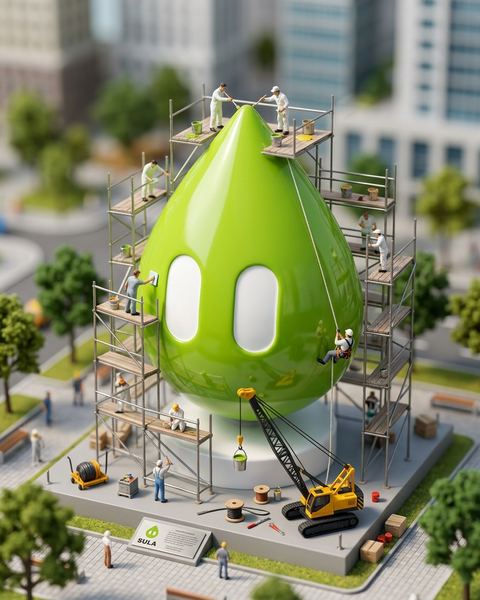 Sula mascot as tiny diorama